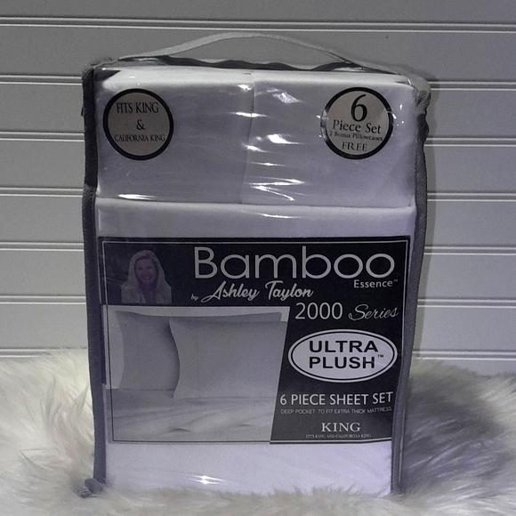 Bamboo Essence King Size White 6 Piece Sheet Set - Picture 10 of 10